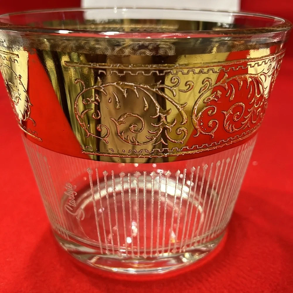 Vintage 1970’s Mid- Century Modern Starlyte Ice Bucket. 6” Wide x 5” Tall. Gold.